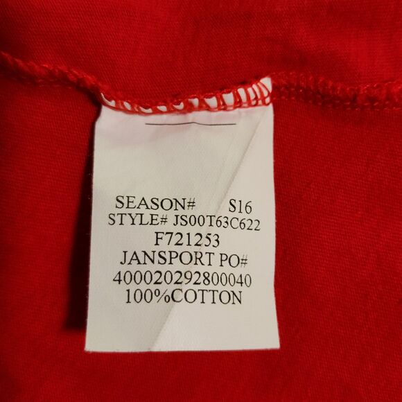 JanSport VMI Graphic Short Sleeve T-Shirt Red Cotton Relaxed Size L (runs small) - Picture 6 of 6
